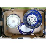 Large Coalport fruit bowl, 2 additional Copeland pieces, and 2 additional Coalport items (5)