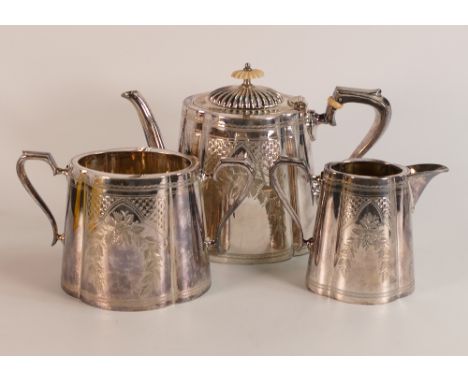 CROWN DEVON INTEREST: S. Fielding &amp; Co presented JB&amp;S Silverplated Tea for One Set including Teapot, Milk Jug and Sug