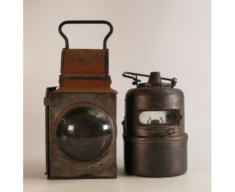 Two Railway Lanterns to include a Lamp Manufacturing and Railway Supplies Ltd. Adlake 22/13 Lantern together with a British R