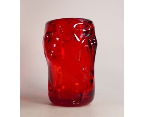 Whitefriars Large Knobbly vase No9610 in Ruby colourway. Height: 21cm 