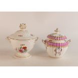 Two early large Coalport or similar covered sucriers (2)