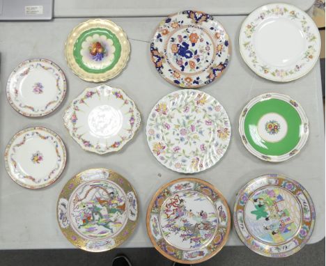 A Mixed Collection of Plates to include Longton Art School S. Thomas 1948 Student Plate, Minton Haddon Hall, Chinese Famille 