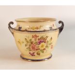 Carlton Ware Wiltshaw & Robinson Ivory Blush ware jardiniere. Decorated in the Hibiscus pattern.