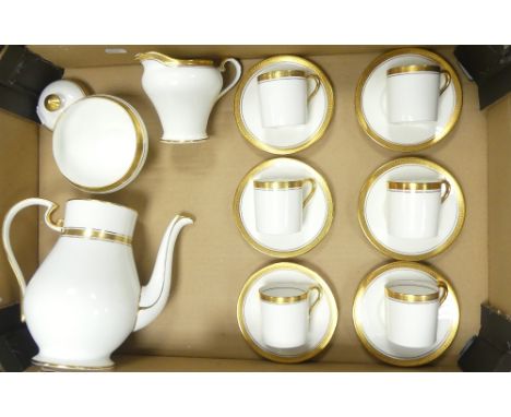 Aynsley Elizabeth Pattern 15-piece Coffee Set inlcuing Teapot, Milk jug and Sugar Bowl and Six Coffee Duos (1 Tray)