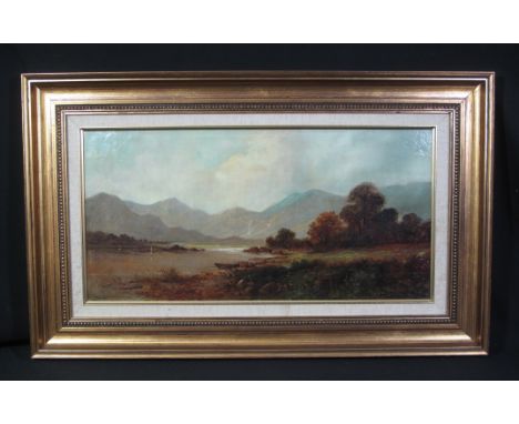 HENRY WILLIAMS (1807-1886), 'Near Windermere', signed, with signature, title and date verso, oils on canvas. 30 x 61cm approx