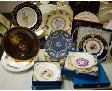 Decorative Ceramics - various Royal Worcester turquoise banded plates;Royal Crown Derby commemorative plates, boxed; Coalport