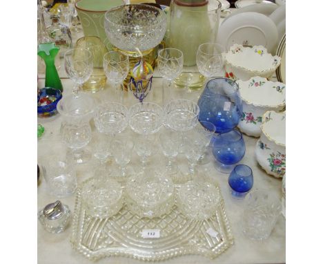 Glassware - Edinburgh crystal sundae dishes; Thomas Webb fruit bowl; other crystal including wine glasses; highball glasses; 