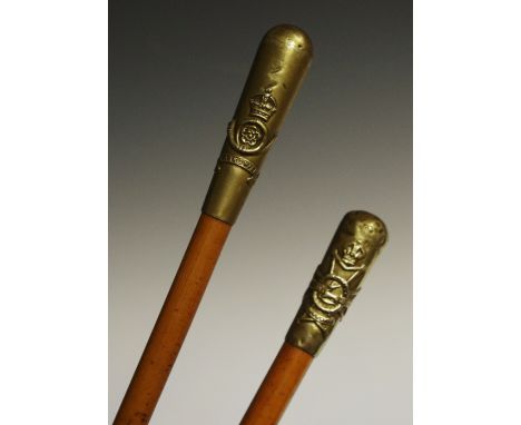 Military interest - a Yorkshire Regiment parade swagger stick; another Sherwood Foresters (2)