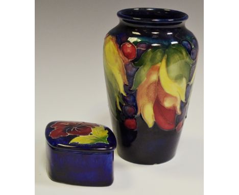 A Moorcroft miniature vase; small trinket pot and cover (2)