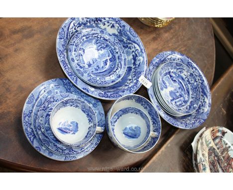 A quantity of blue and white 'Italian' Spode china including cereal bowls, tea plates, bowls, etc. (one bowl a/f).