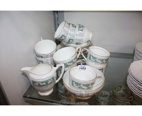 A Coalport Adam Green Revelry part Teaset including large plate, sugar bowl, jug, ten cups and twelve saucers (25 pieces)