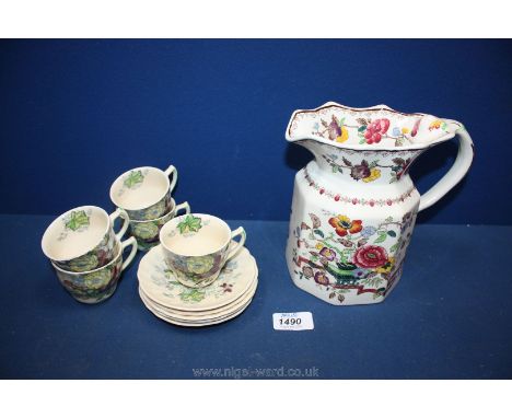 A Mason's Nabob jug and five Royal Doulton coffee Cups and saucers