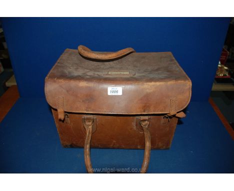 A large leather First Aid two handled camping Case (lacking contents).