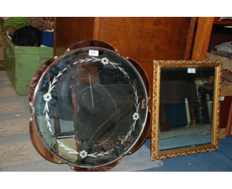 A flower-shaped Mirror and a gilt framed Mirror