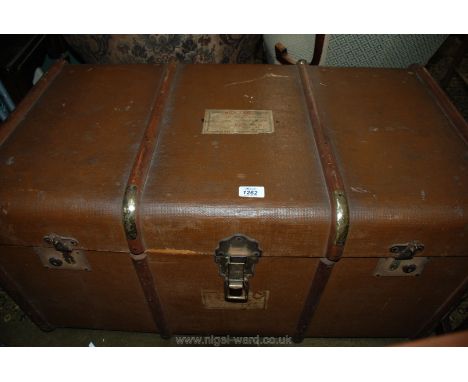 An old Bentwood bound travelling Trunk