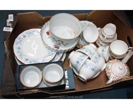 A quantity of china including boxed Royal Worcester 'Evesham' ramekins, Paragon 'Country Lane' pattern tea for two set, Colcl