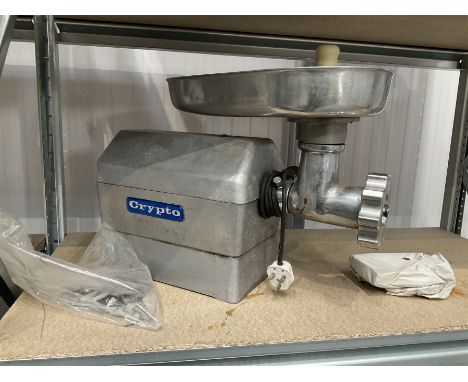 Crypto commercial meat grinder with attachments Dimensions: Height:&nbsp;45cm&nbsp; Length/Width:&nbsp;60cm&nbsp; Depth/Diame