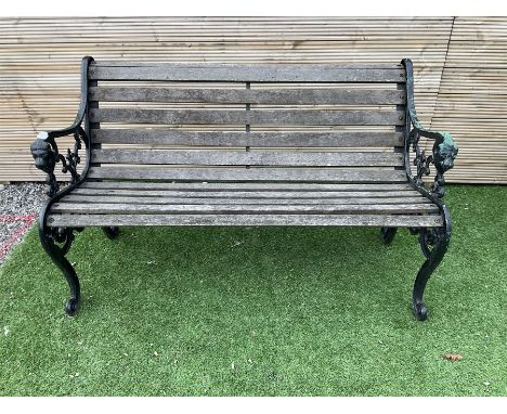 Cast metal and wood slatted garden benchDimensions: Height:&nbsp;70cm&nbsp; Length/Width:&nbsp;130cm&nbsp; Depth/Diameter:&nb
