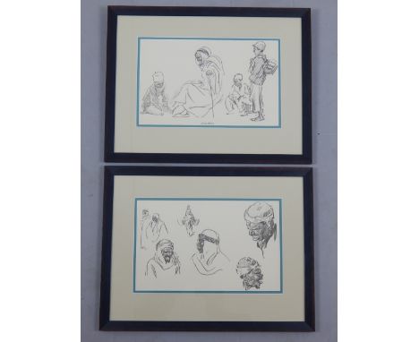 Willy Sluiter (Dutch 1873-1949), Algerian Arab Stuides, lithograph, 19 x 29cm, and another, (2)