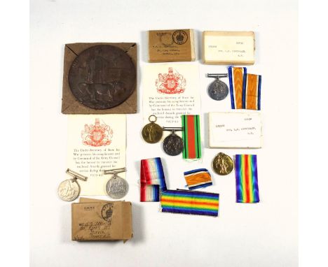 Family group of war medals to 3 people comprising a pair of WWI medals awarded to 129222 PNR Leslie Crayden Springate, Royal 