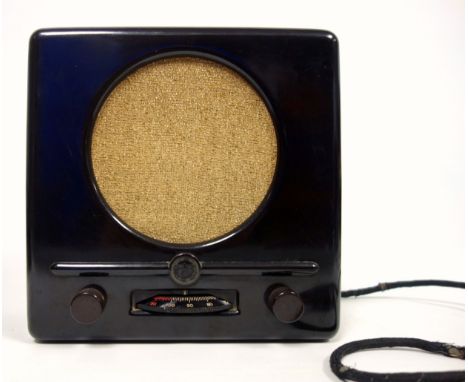 WWII German Radio "Deutscher Kleinempfänger" (small radio), in a bakelite case with Nazi Eagle and Swastika, cloth speaker gr