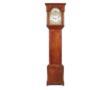 GEORGE III MAHOGANY LONGCASE AUTOMATA CLOCK BY THOMAS FAYRER, LANCASTER SECOND HALF 18TH CENTURY the dentil moulded cornice o