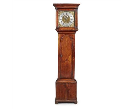 GEORGIAN MAHOGANY AND WALNUT LONGCASE CLOCK, EDWARD PATRICK, LONDON EARLY 18TH CENTURY the silvered Roman numeral dial with b