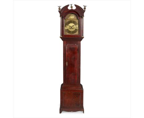 GEORGE III OAK LONGCASE CLOCK BY SAMUEL BURTON, MORLEY LATE 19TH CENTURY the moulded broken arch pediment with brass eagle fi