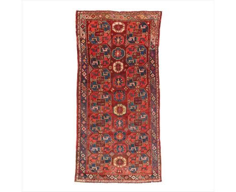 KARAKALPAK CARPET UZBEKISTAN, LATE 19TH/EARLY 20TH CENTURY the brown field with two columns of seven guls, smaller column of 