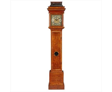 QUEEN ANNE SEAWEED MARQUETRY LONGCASE CLOCK, JASPER TAYOR, LONDON EARLY 18TH CENTURY the caddy top cornice above an 11 3/4in.