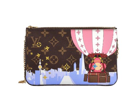 LOUIS VUITTON Pochette "VIVIENNE DOUBLE ZIP LIMITED EDITION", Koll.: 2019 SAMMLERSTÜCK. RARITÄT. Monogram Canvas mit limited 