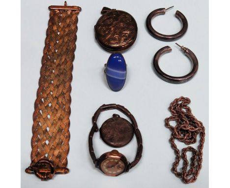 Parcel of mostly silver items including cocktail watch, dress ring, earrings etc

All in used condition, unchecked 