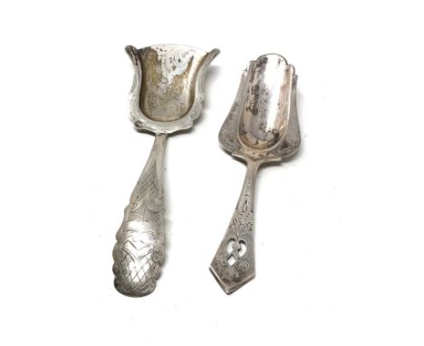 2 antique dutch silver tea caddy spoons