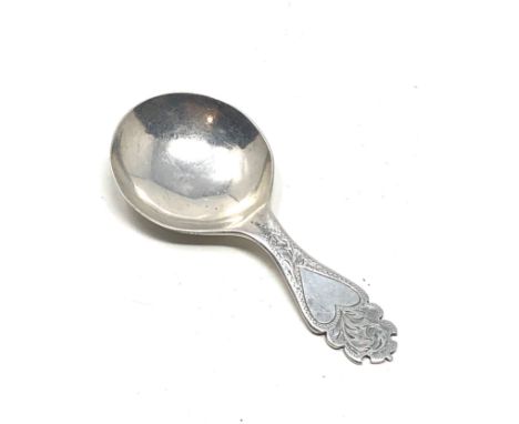 Silver tea caddy spoon Birmingham silver hallmarks 