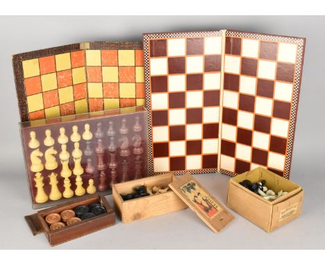 A Collection of Chess and Draughts Sets, Two Boards Etc