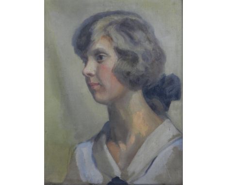 Early 20th century school, Portrait of a Young Woman, oil on canvas. H: 54cm W: 34cm