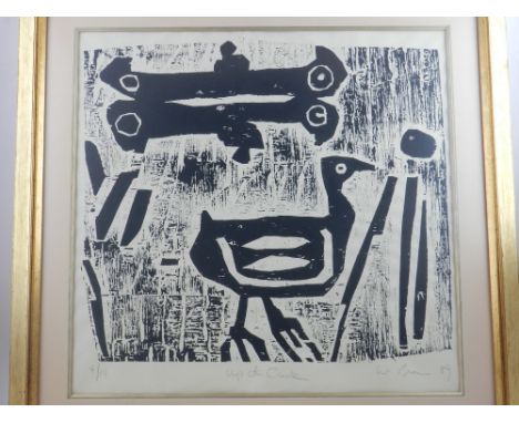 William Brown (Canada, 1953-2008), Up the Creek, woodblock print, signed and dated 89 in pencil lower right, numbered 4/14.  