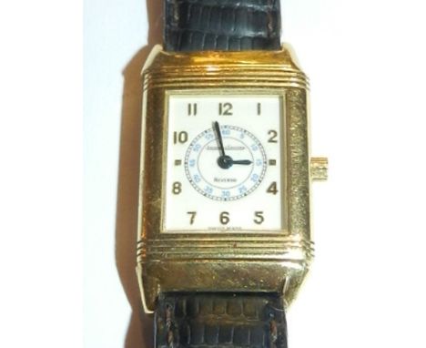 Jaeger-LeCoultre, Switzerland. A Reverso ladies wristwatch, the enamelled dial with Arabic numerals and minute track to centr
