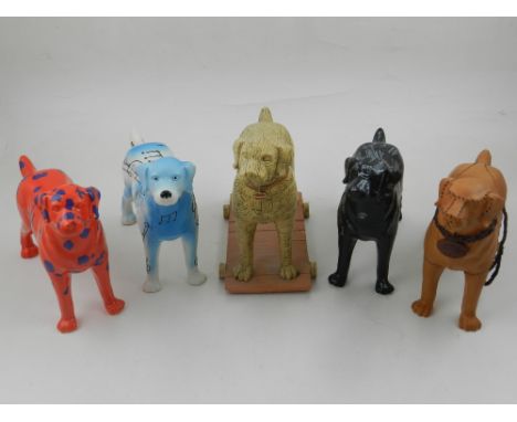Five various ceramic dogs, originally designed for Battersea Dogs Home. 
