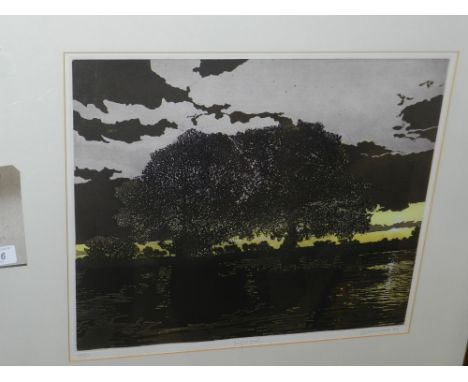 Phil Greenwood (British, b.1943), Night Pool, lithograph, signed and dated 75 in pencil lower right, numbered 42/75. H: 39cm 