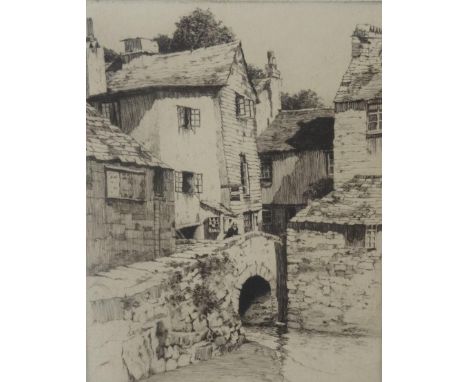 FIVE ETCHINGScomprising Alexander P Thomson R.S.W. (exhibited 1906-1958), 'A Sunny Corner, Polpeno, Cornwall', signed limited