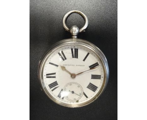 VICTORIAN SILVER CASED POCKET WATCHthe white enamel dial with Roman numerals and subsidiary seconds dial, Chester hallmarks f