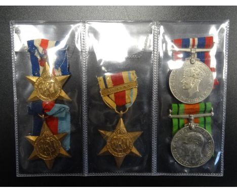 WWII BRITISH MEDAL GROUPcomprising 1939-45 Star; Africa Star with '8th Army' clasp, France and Germany Star, Defence and War 