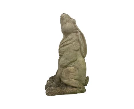 Composite stone garden statue of a moon-gazing hareDimensions: Height:&nbsp;47cm&nbsp; Length/Width:&nbsp;30cm&nbsp; Depth/Di
