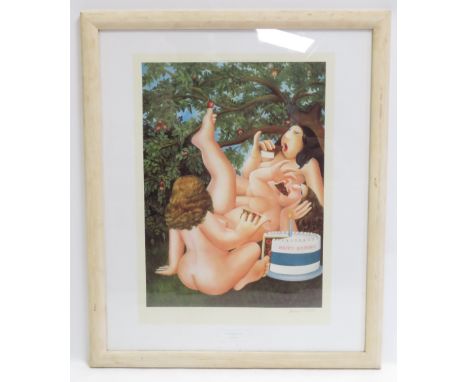 Beryl Cook (1926-2008) - The Birthday Cake, coloured limited edition print signed in pencil by the artist, Pub. Alexander Gal