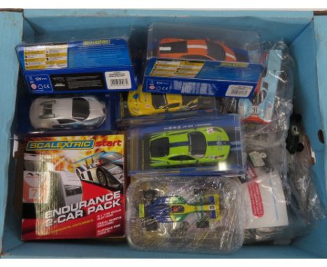 Scalextric - various racing cars including BRM Formula 1 and modern digital cards in boxes and other related items
