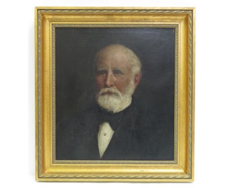 19th Century English School - head &amp; shoulders portrait of a gentleman with a grey beard, oil on canvas, unsigned, 49.5cm