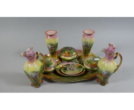 A Continental Ceramic Dressing Table Set 