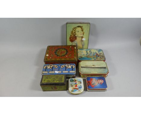 A Tray of Various Vintage Tins to Include Chad Valley Thrift Box etc 