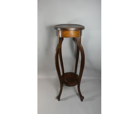 A Mahogany Jardiniere Stand with Stretcher Shelf, Warped Top, 95cm High 